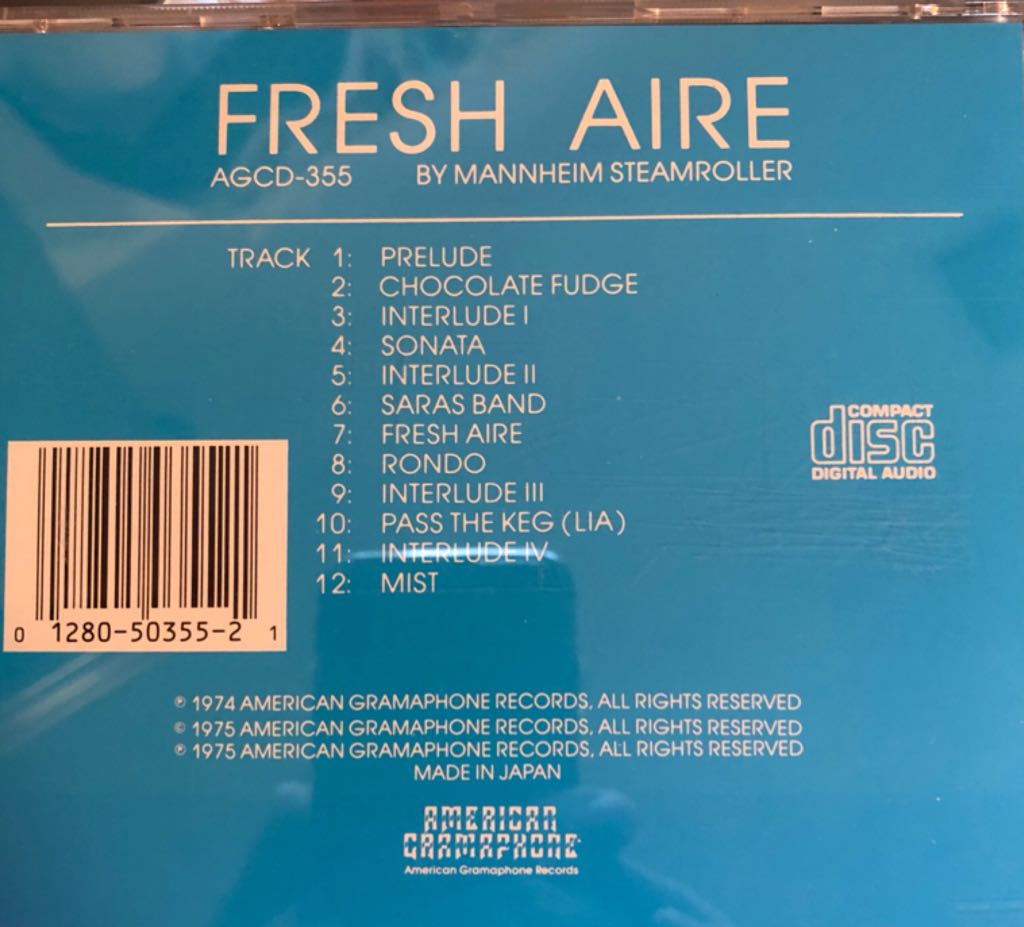Fresh Aire - Mannheim Steamroller ‎ (CD) music collectible [Barcode 012805035521] - Main Image 2