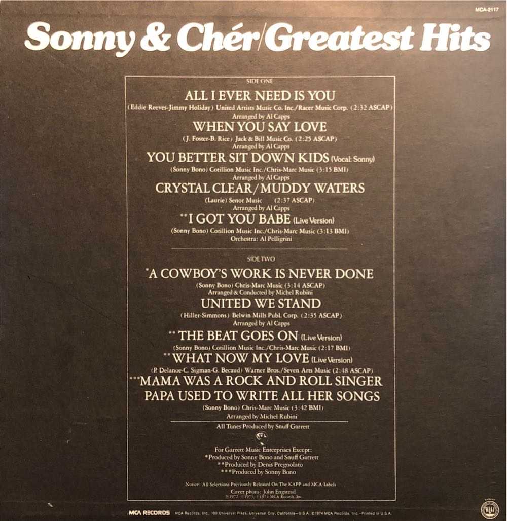Greatest Hits - Sonny & Cher (12”) music collectible - Main Image 2