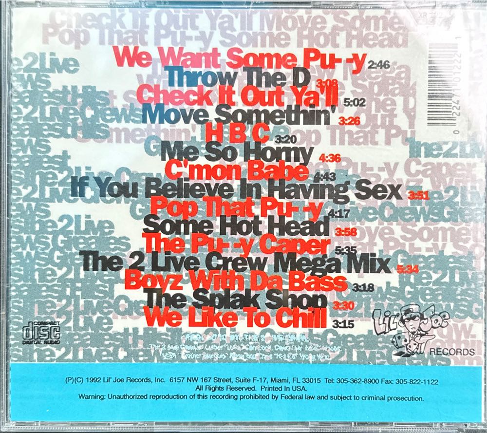 Greatest Hits - 2 Live Crew (CD - 116) music collectible [Barcode 022471012221] - Main Image 2