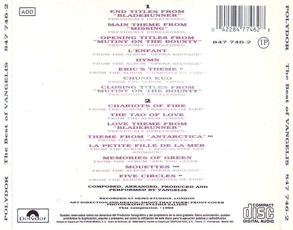 Greatest Hits - Vangelis (CD) music collectible - Main Image 2