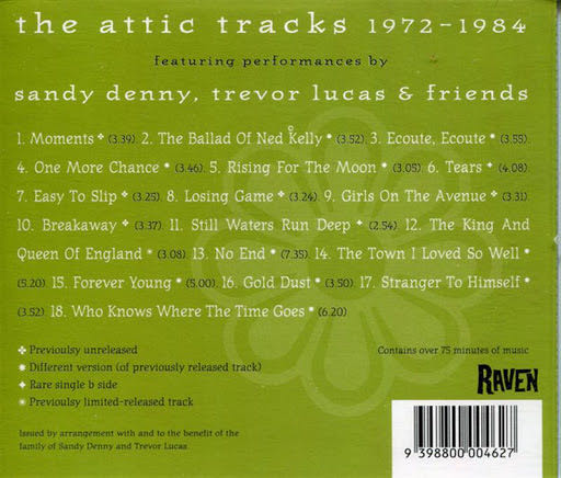 The Attic Tracks 1972-1984 - Sandy Denny, Trevor Lucas And Friends (CD) music collectible [Barcode 9398800004627] - Main Image 2