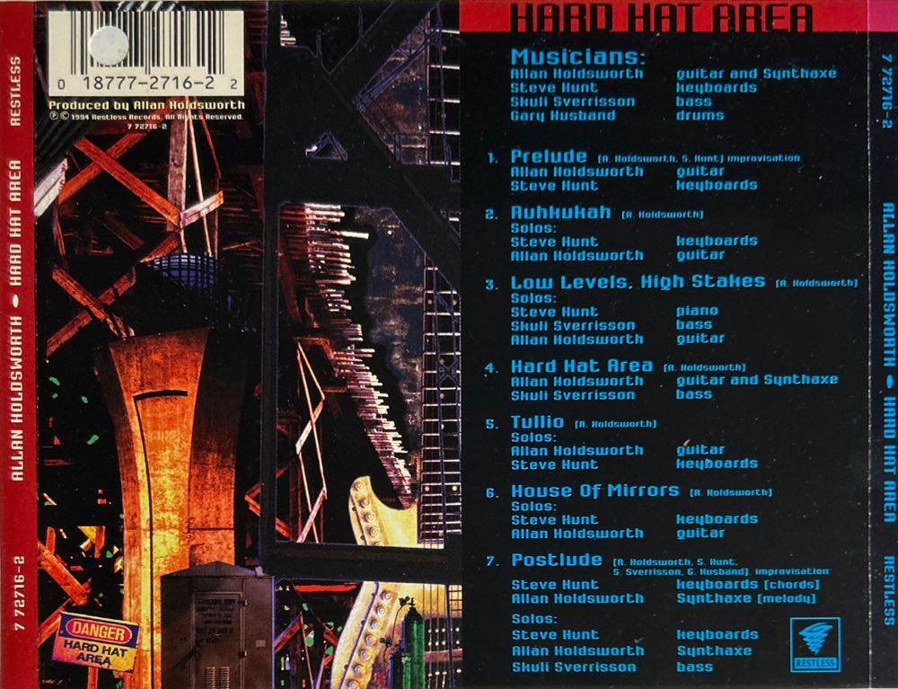 Hard Hat Area - Holdsworth, Allan (CD - 42) music collectible [Barcode 018777271622] - Main Image 2