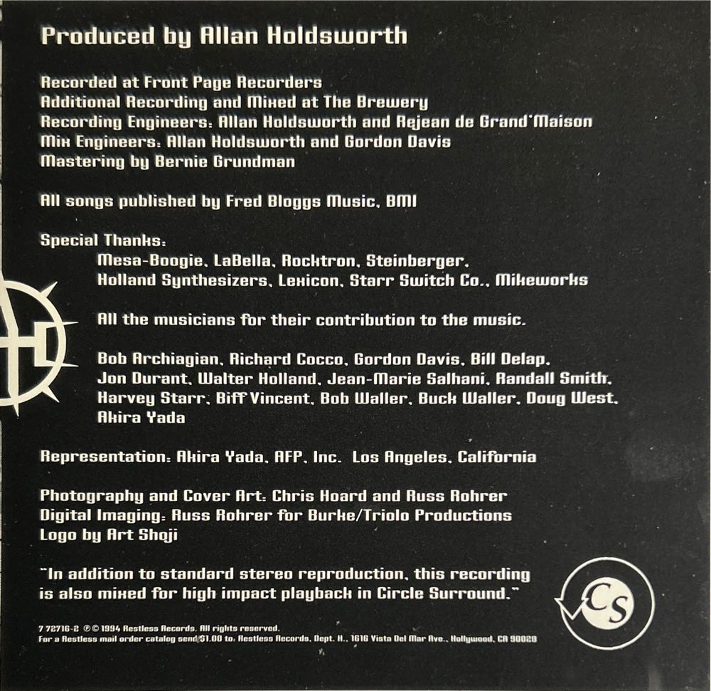 Hard Hat Area - Holdsworth, Allan (CD - 42) music collectible [Barcode 018777271622] - Main Image 3