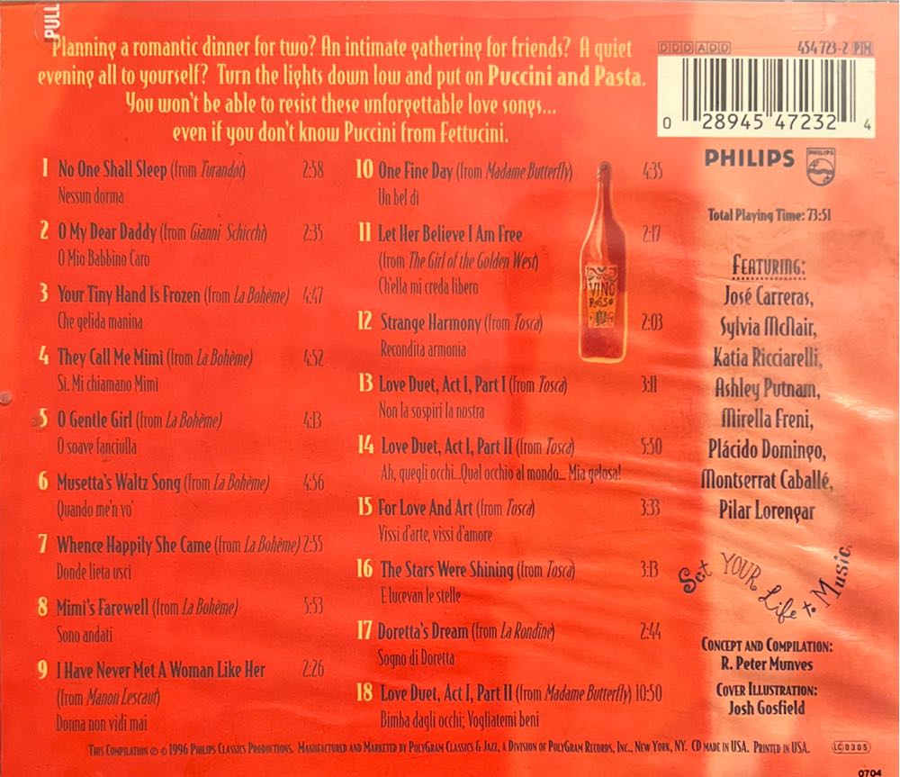 Puccini and Pasta: A Romantic Italian Feast for Your Ears - Various (CD - 74) music collectible [Barcode 028945472324] - Main Image 2