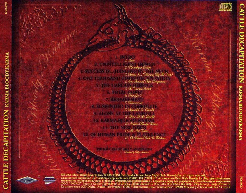 Karma. Bloody. Karma - Cattle Decapitation (CD) music collectible [Barcode 039841457520] - Main Image 2