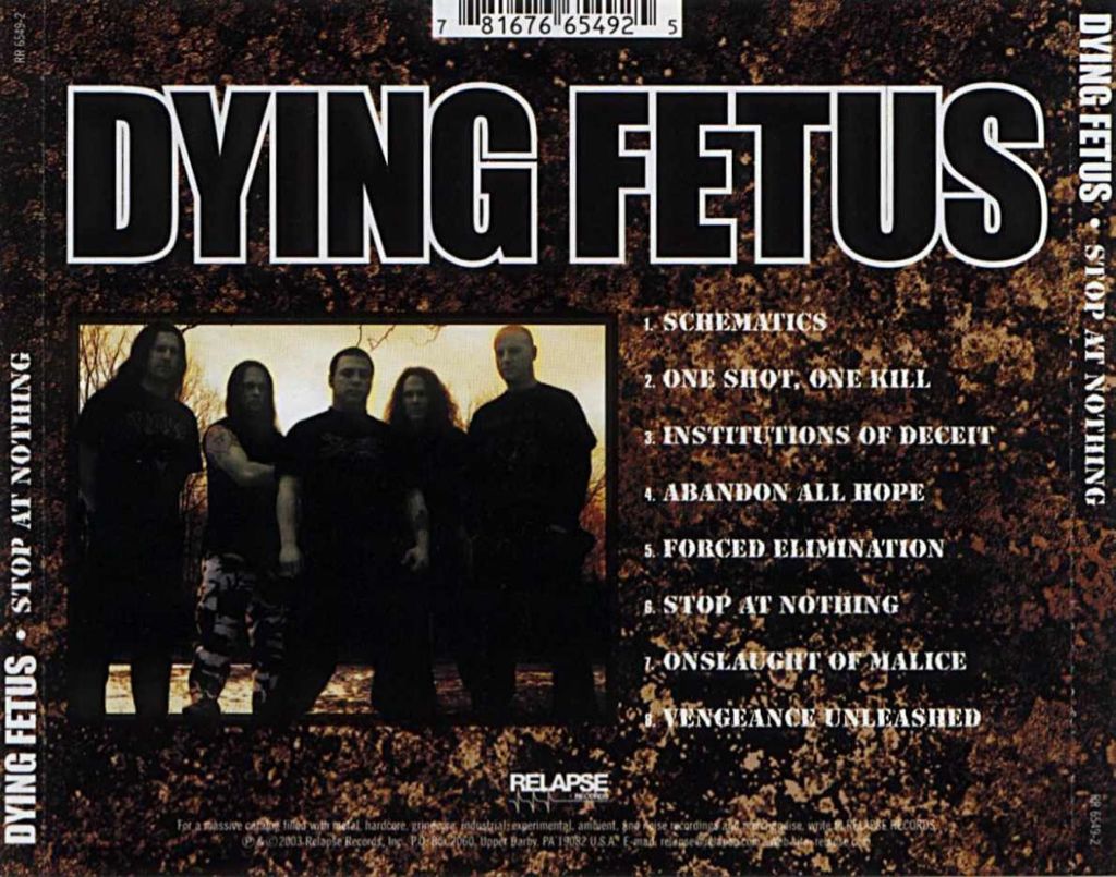 Stop at Nothing - Dying Fetus (CD) music collectible [Barcode 781676654925] - Main Image 2