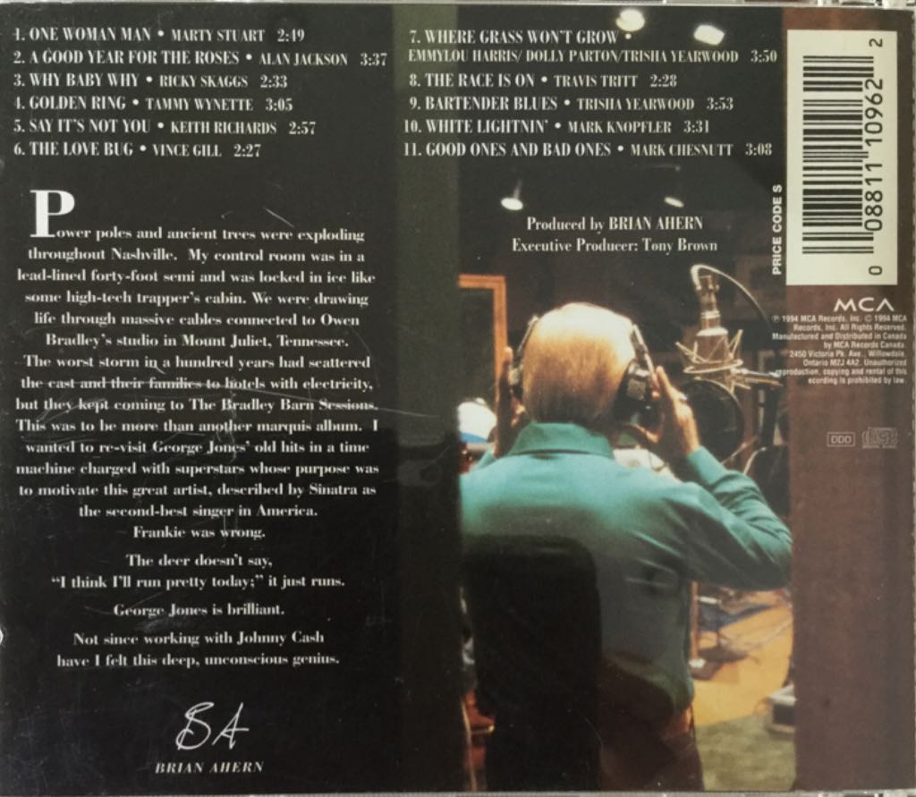 Bradley Barn Sessions - Jones, George (CD) music collectible [Barcode 008811109622] - Main Image 2