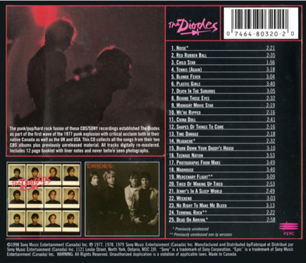 Tired Of Waking Up Tired The Best Of The Diodes - Diodes, The (CD) music collectible [Barcode 3073938032020] - Main Image 2
