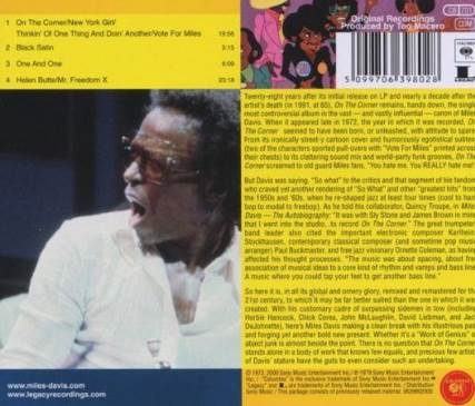 On The Corner - Miles Davis (CD) music collectible [Barcode 5099706398028] - Main Image 2