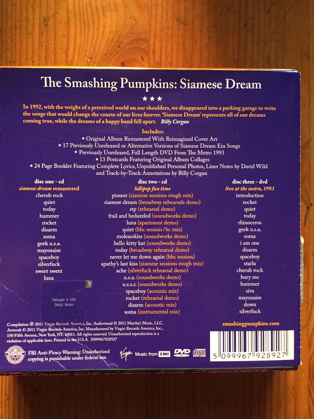 Siamese dream Deluxe 2cd / Dvd - Smashing Pumpkins (CD - 137) music collectible [Barcode 5099967928927] - Main Image 3