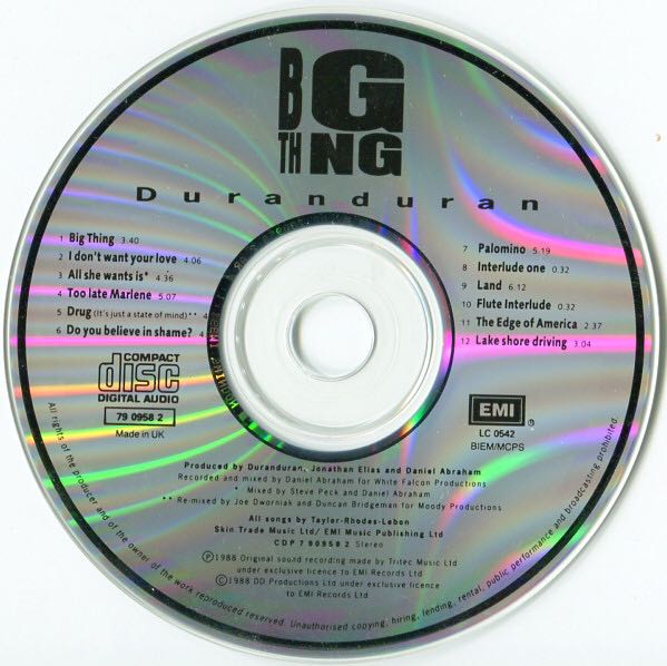 BIG THING - Duran Duran (CD - 45) music collectible [Barcode 077779095827] - Main Image 4