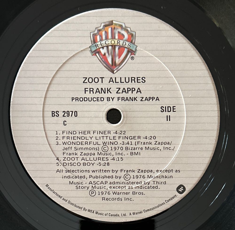 Zoot Allures - Zappa, Frank (12” - 41) music collectible [Barcode 014431016028] - Main Image 4