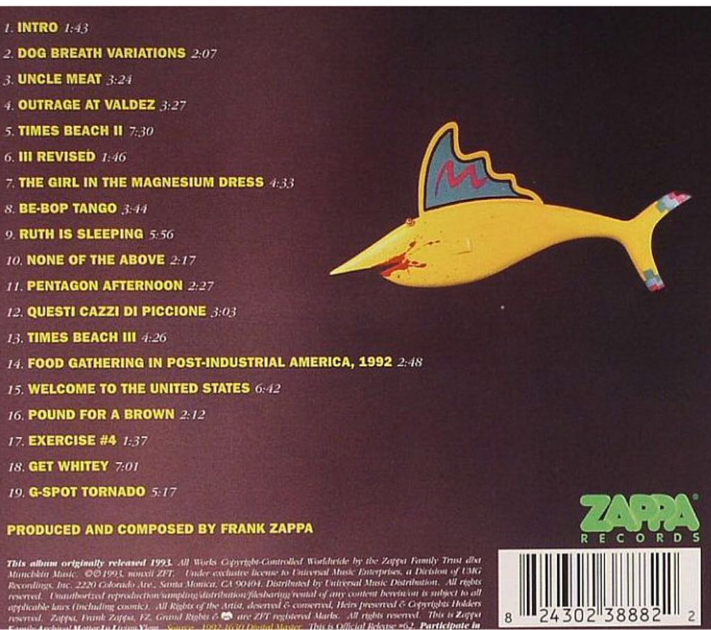 The Yellow Shark - Zappa, Frank (CD) music collectible [Barcode 824302388822] - Main Image 2