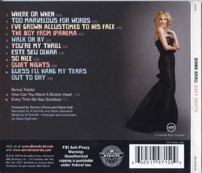 Quiet Nights - Krall, Diana (CD - 54:39) music collectible [Barcode 602517931107] - Main Image 2