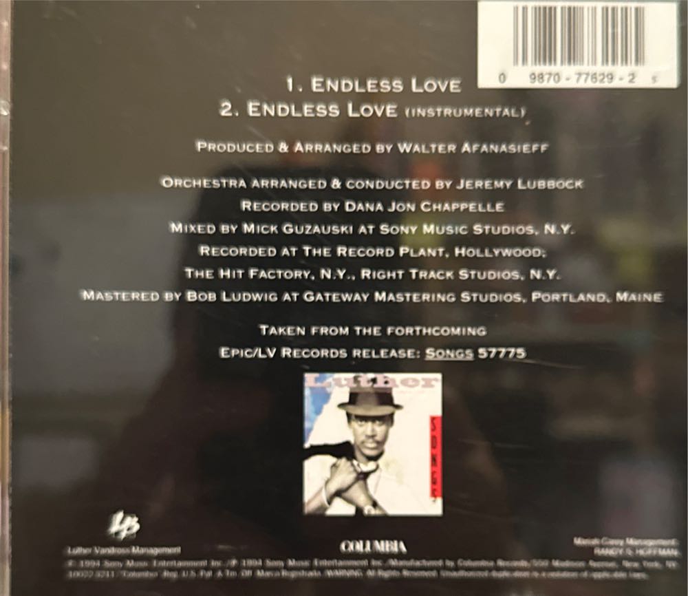 Endless Love - mariah carey & luther vandross (Cassette) music collectible [Barcode 098707762925] - Main Image 2