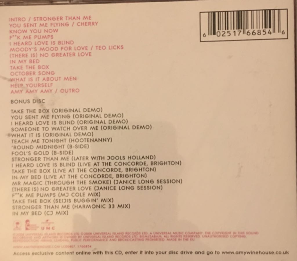 Frank - Amy Winehouse (CD) music collectible [Barcode 602517668546] - Main Image 2