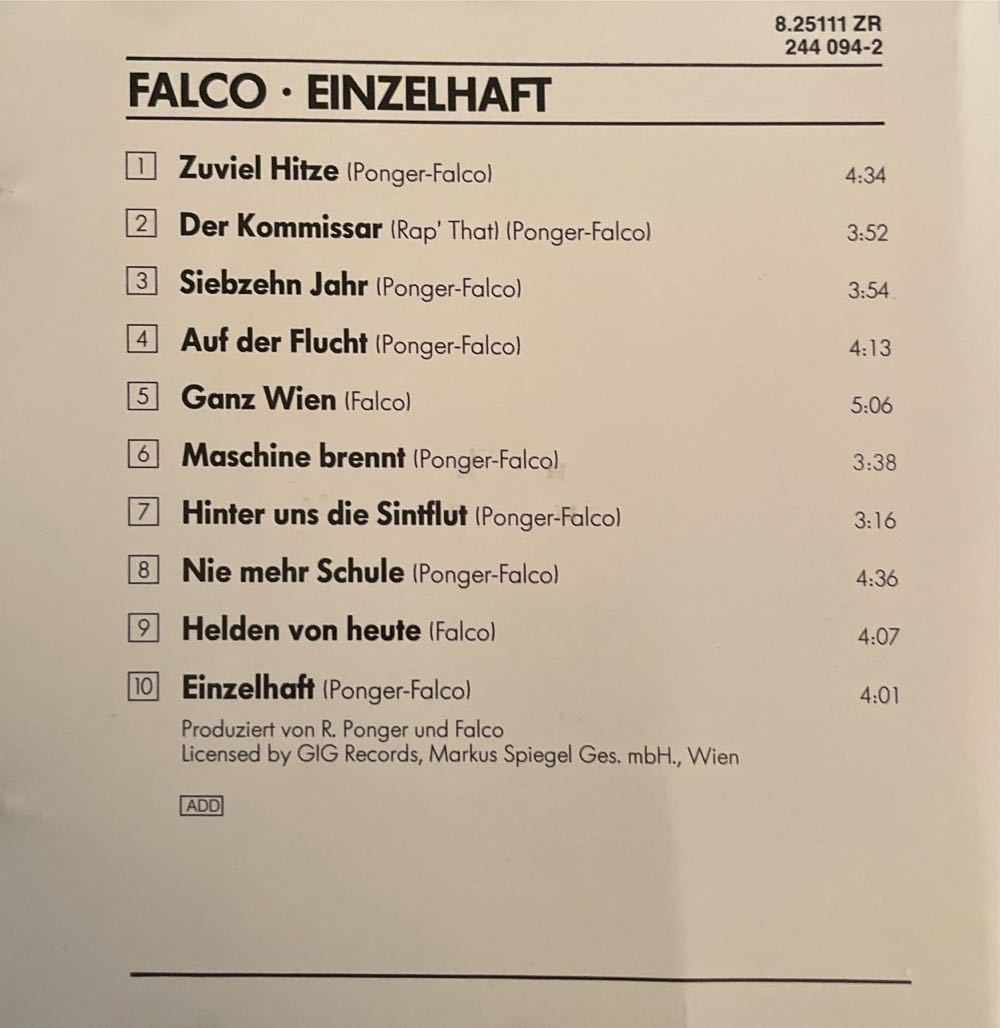 Einzelhaft - Falco (12” - 41) music collectible [Barcode 022924409424] - Main Image 4