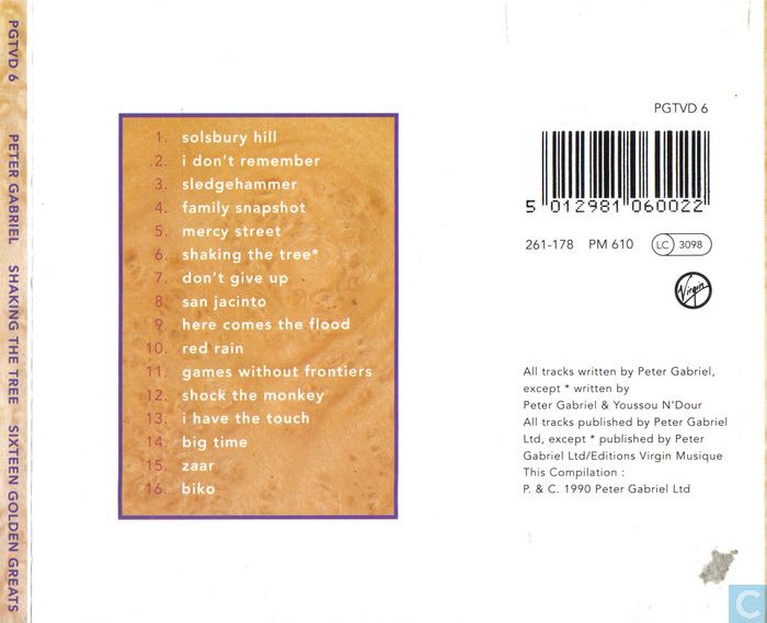 Shaking The Tree - Peter Gabriel (CD - 7719) music collectible [Barcode 777497403811] - Main Image 2