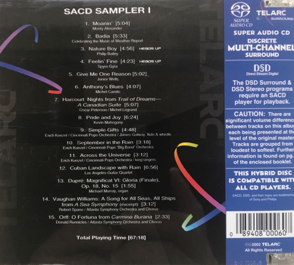 Multichannel SACD Sampler - TELARC SAMPLER (SACD - 68) music collectible [Barcode 089408000607] - Main Image 2