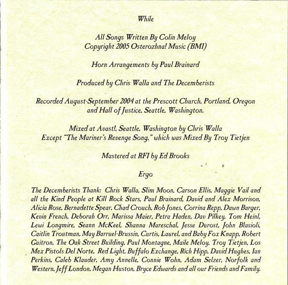 Picaresque - Decemberists, The (CD - 53) music collectible [Barcode 759656042529] - Main Image 3