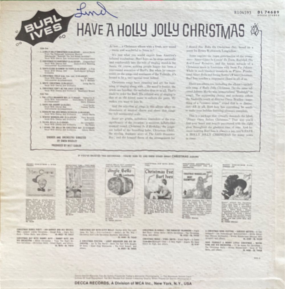 Have a Holly Jolly Christmas (WMA) - Ives, Burl (WMA) music collectible [Barcode 076742113223] - Main Image 2