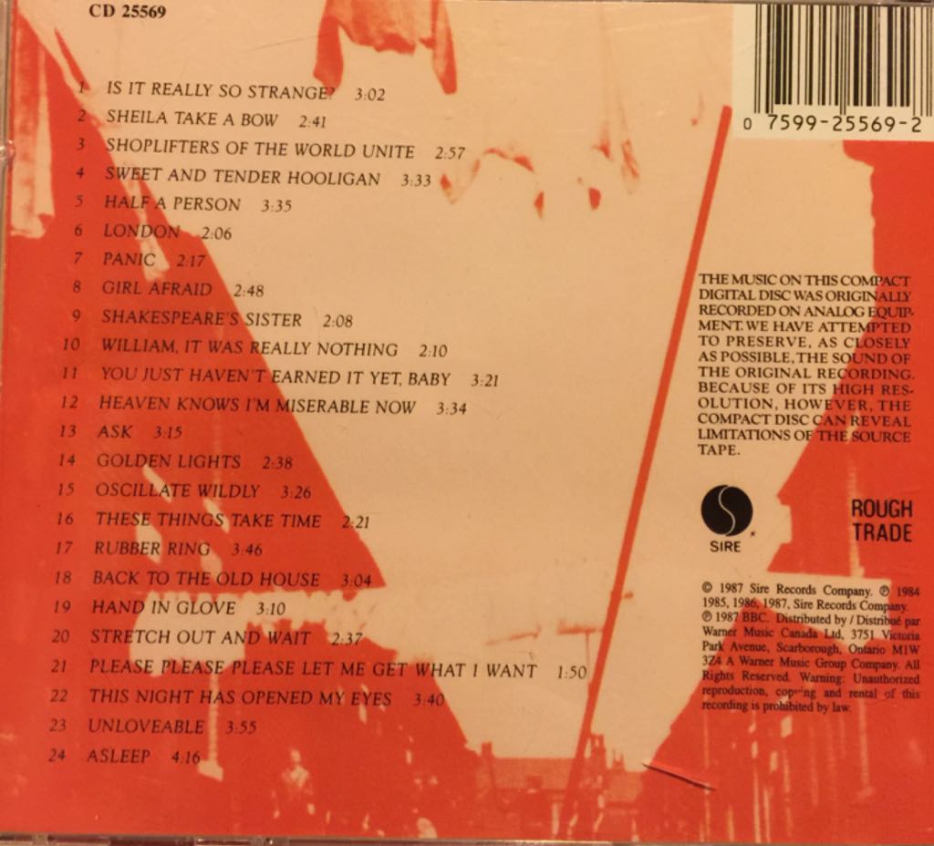 Louder Than Bombs - Smiths, The (CD - 73) music collectible [Barcode 075992556927] - Main Image 2
