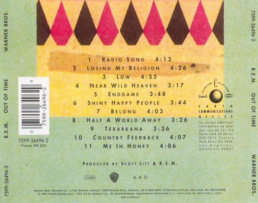 Out Of Time - REM (CD - 44) music collectible [Barcode 0075992649629] - Main Image 2