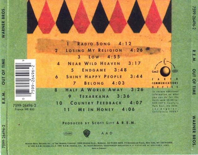 Out Of Time - R.E.M. (CD - 4411) music collectible [Barcode 075992649629] - Main Image 2