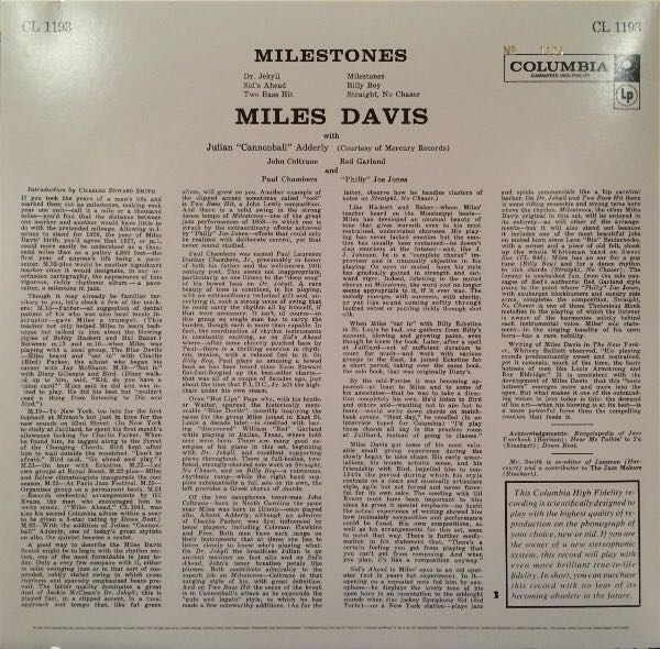 Milestones - Miles Davis (12”) music collectible [Barcode 887654860316] - Main Image 2