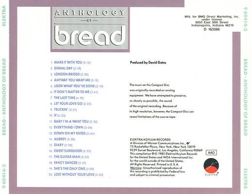 Anthology of Bread - Bread (CD - 59) music collectible [Barcode 075596041423] - Main Image 2