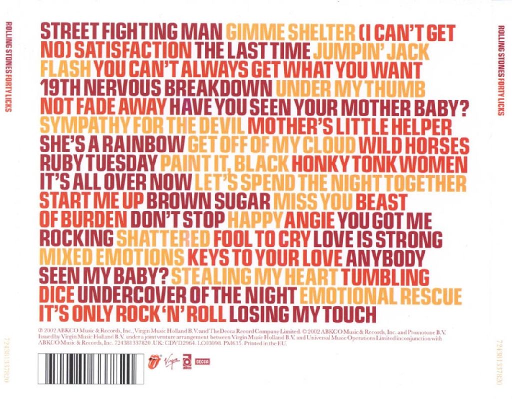 Forty Licks - Rolling Stones, The (CD) music collectible [Barcode 724359310121] - Main Image 2