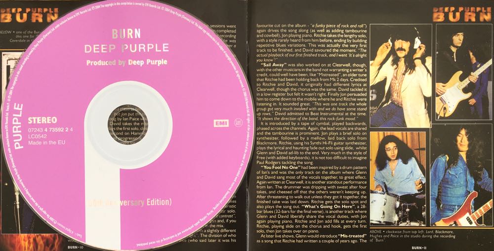 Burn - Deep Purple (CD) music collectible [Barcode 724347359224] - Main Image 3