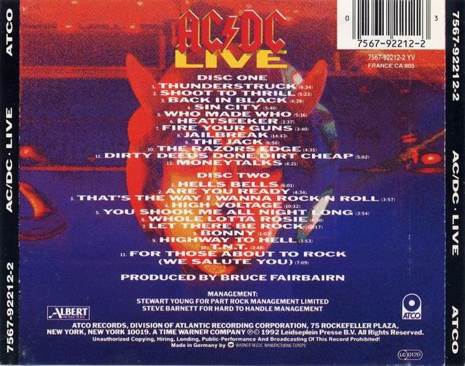 Live 036/037 - AC/DC (CD - 131) music collectible [Barcode 075679221223] - Main Image 2