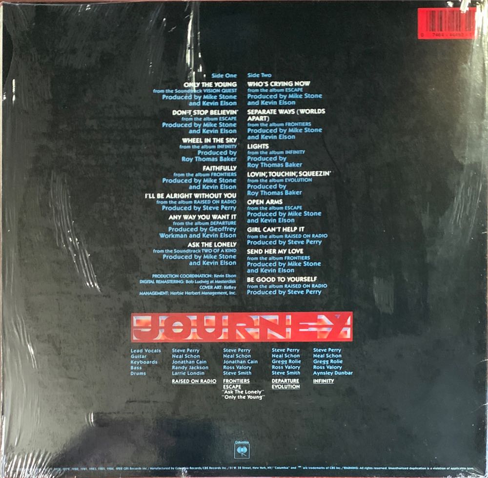 Greatest Hits - Journey (12” - 62) music collectible [Barcode 074644449310] - Main Image 2