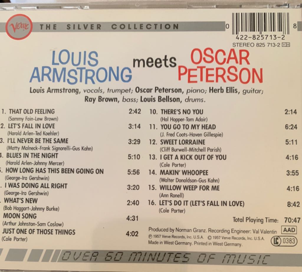 Louis Armstrong Meets Oscar Peterson - Armstrong, Louis (CD - 70) music collectible [Barcode 042282571328] - Main Image 2