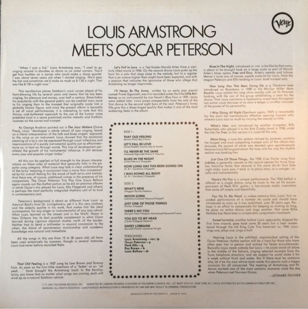 Louis Armstrong Meets Oscar Peterson - Louis Armstrong (CD) music collectible - Main Image 2