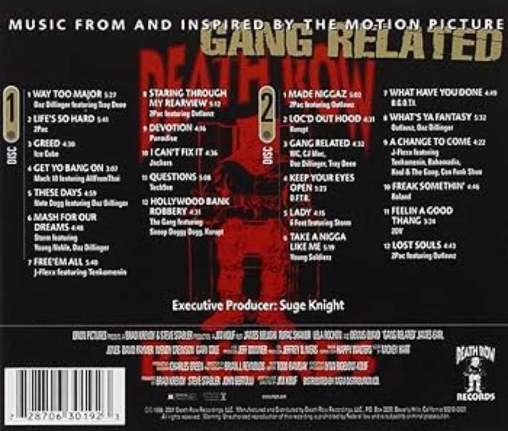 Gang Related Soundtrack - Gang Related Soundtrack (CD - 114) music collectible [Barcode 728706301923] - Main Image 2