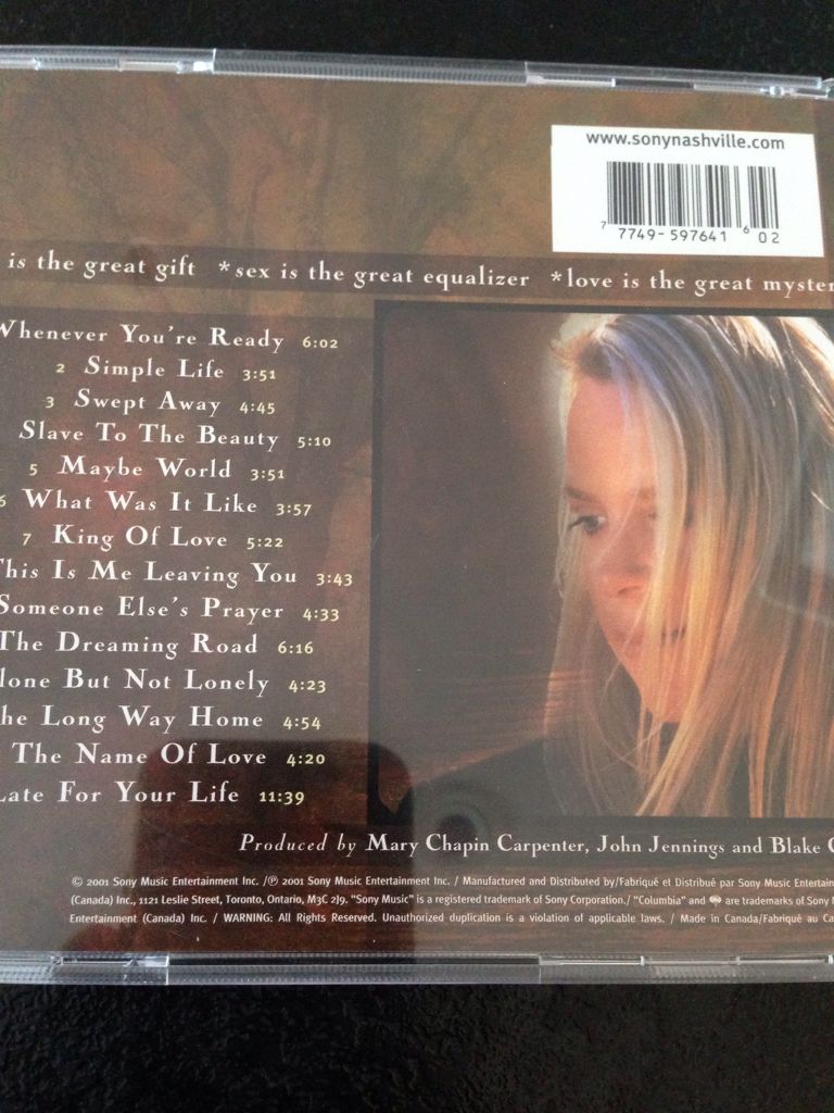 Time*Sex*Love - Mary Chapin Carpenter (SACD) music collectible [Barcode 696998517660] - Main Image 2
