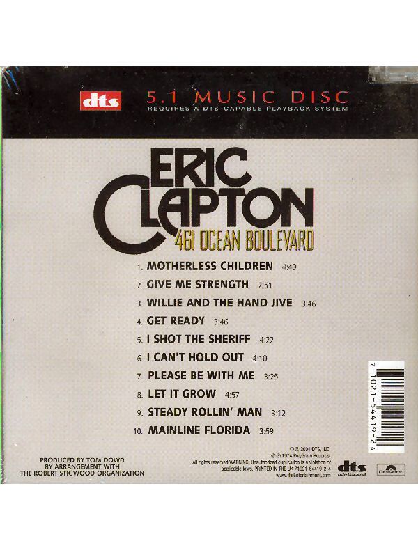 461 Ocean Boulevard DTS - Clapton, Eric (SACD) music collectible [Barcode 710215441924] - Main Image 2