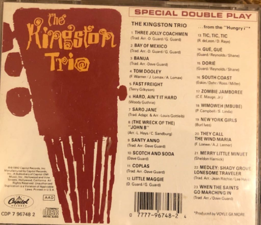 Kingston Trio/...From the ”Hungry I” - Kingston Trio, The (CD) music collectible [Barcode 077779674824] - Main Image 2