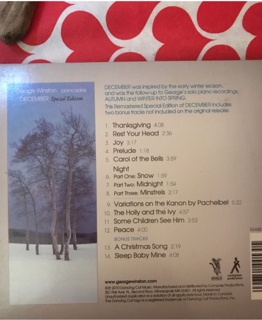 December (Special Edition) - Winston, George (CD) music collectible [Barcode 096741005305] - Main Image 2