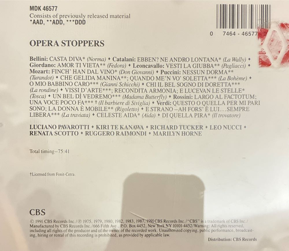 Opera Stoppers-Turandot/Boheme - Various (CD) music collectible [Barcode 074644657722] - Main Image 2