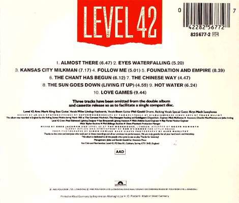 Physical Presence, A - Level 42 (CD - 65) music collectible [Barcode 042282567727] - Main Image 2