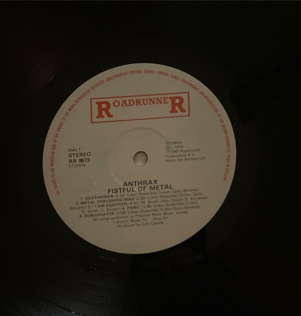 Fistful of Metal  - 076 - Anthrax (12”) music collectible - Main Image 3