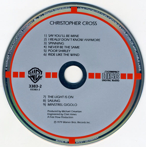 Christopher Cross - Christopher Cross (CD - 39) music collectible [Barcode 8431588028223] - Main Image 3