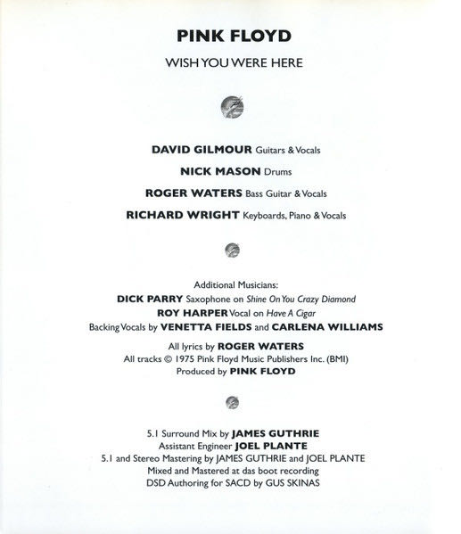 Wish You Were Here - Pink Floyd (SACD - 4405) music collectible [Barcode 5099952243325] - Main Image 3