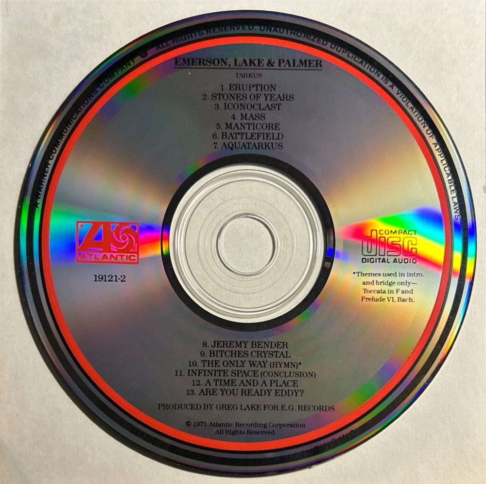 Tarkus - Emerson, Lake & Palmer  ‎ (CD - 39) music collectible [Barcode 075678152023] - Main Image 4