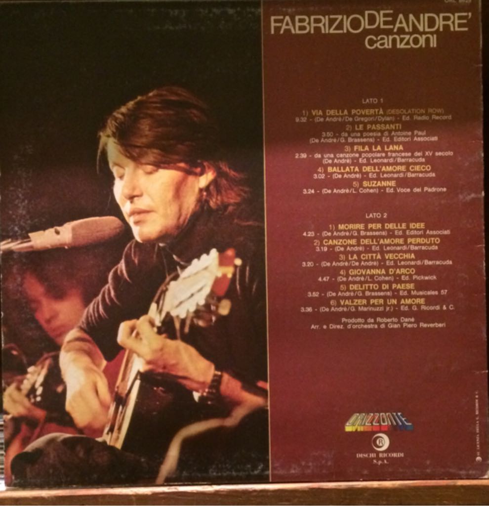 Canzoni - Fabrizio De André (12”) music collectible - Main Image 2