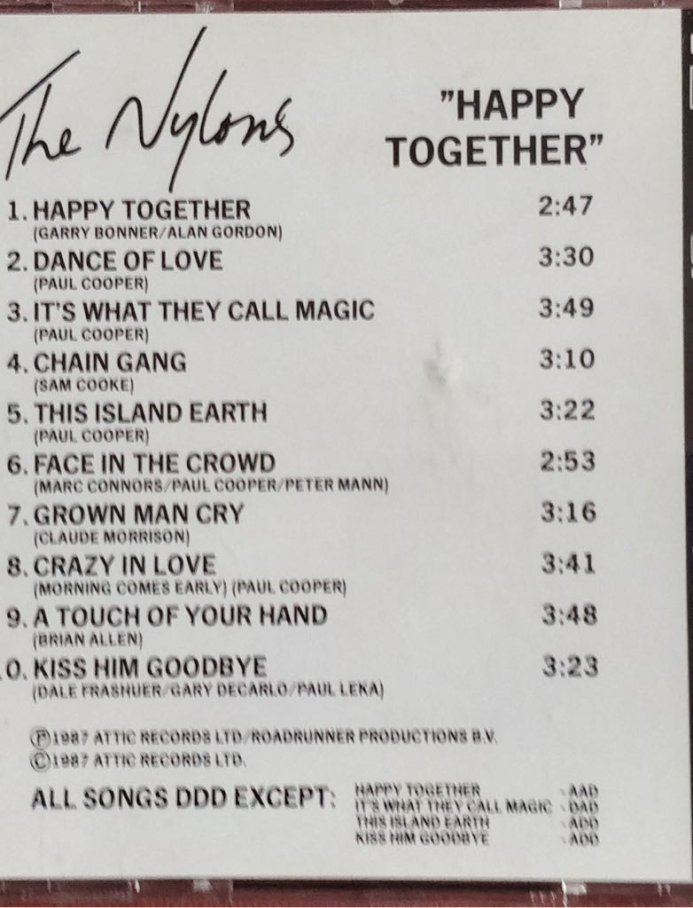 Happy Together - Nylons, The (CD) music collectible [Barcode 057362123328] - Main Image 2