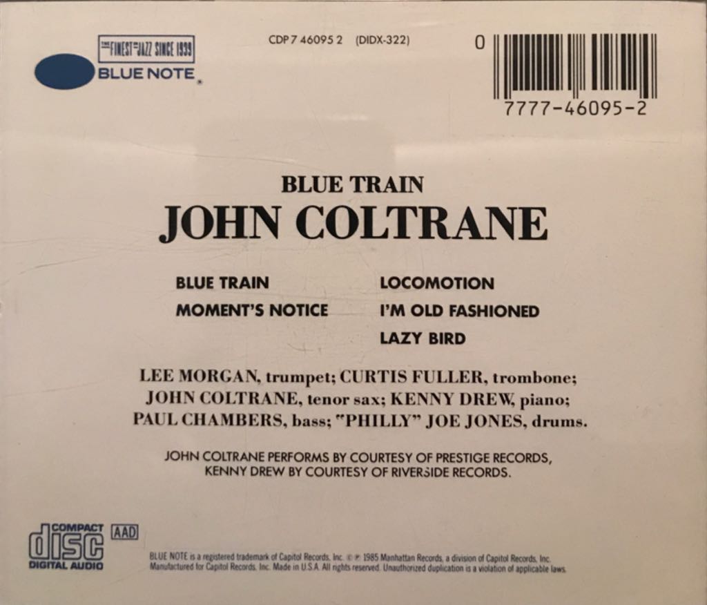 Blue Train - John Coltrane (CD) music collectible [Barcode 077774609524] - Main Image 2